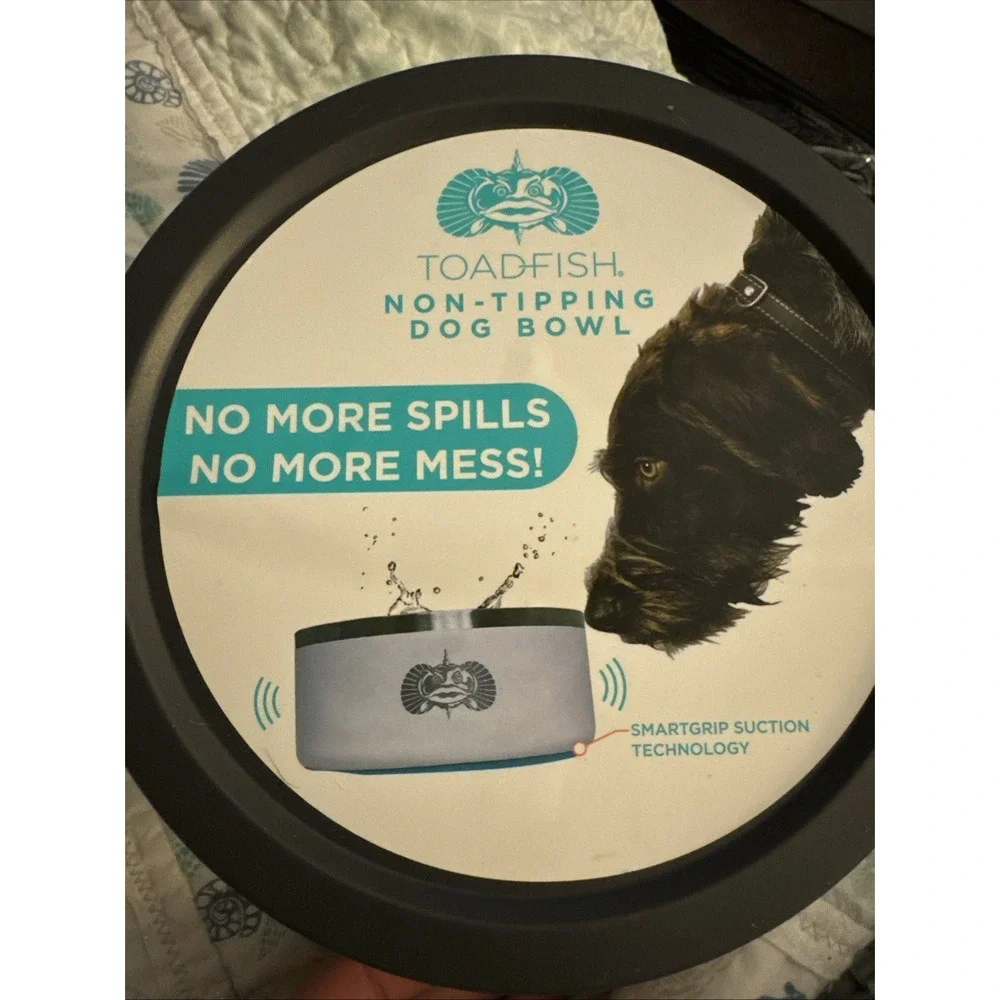 Toadfish 8 cup Non-Tipping Double Wall Dog Bowl‎ Teal TG1321 NEW Pet Dish w/LID
